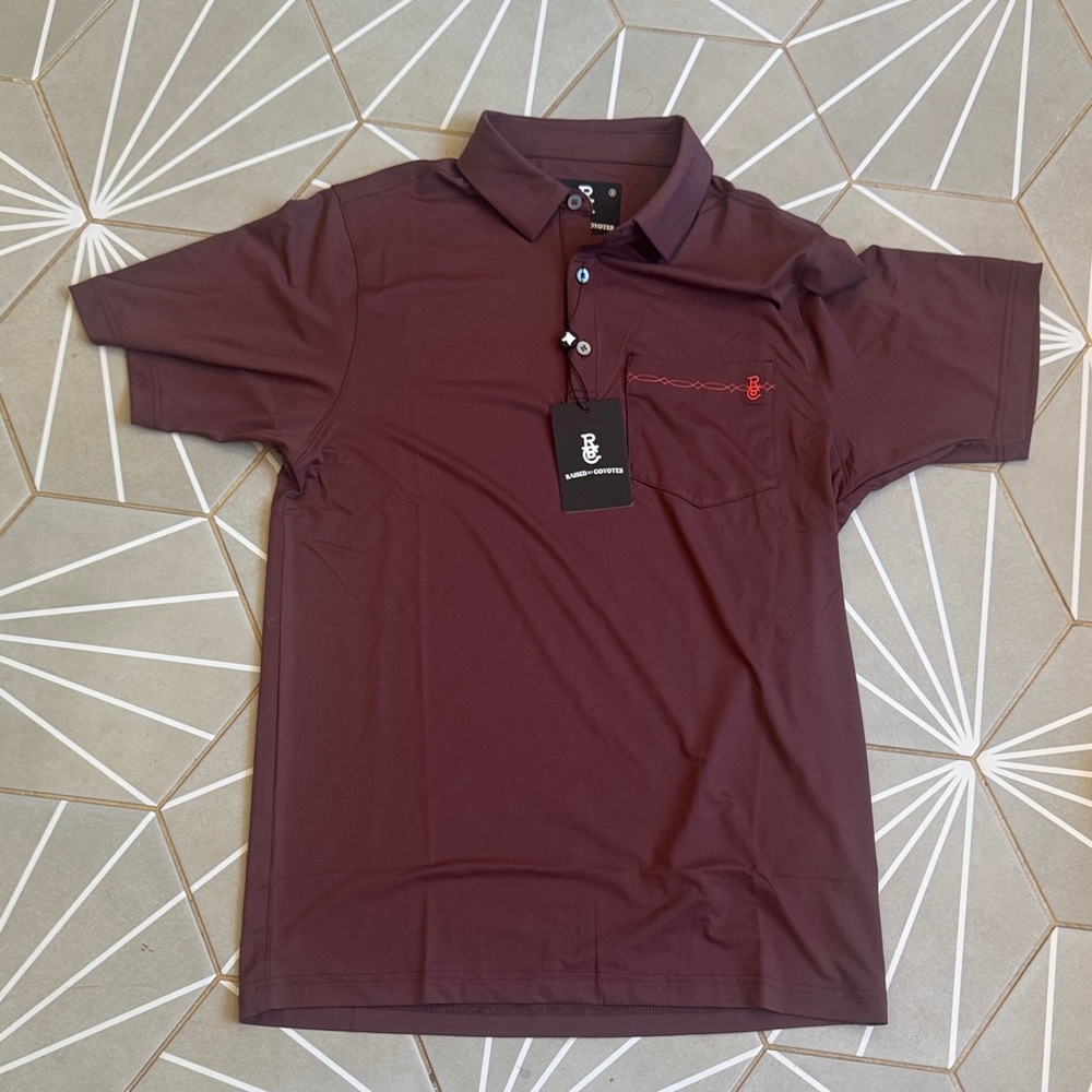 Raised by Coyotes  Maroon Short-Sleeve Polo NWT SZ SMALL